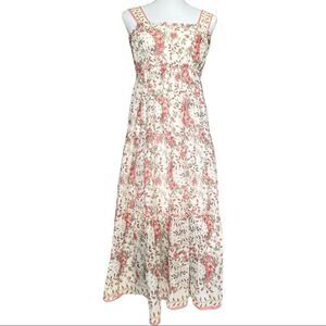 Max Studio Floral Print Midi Dress - Cream and Pink